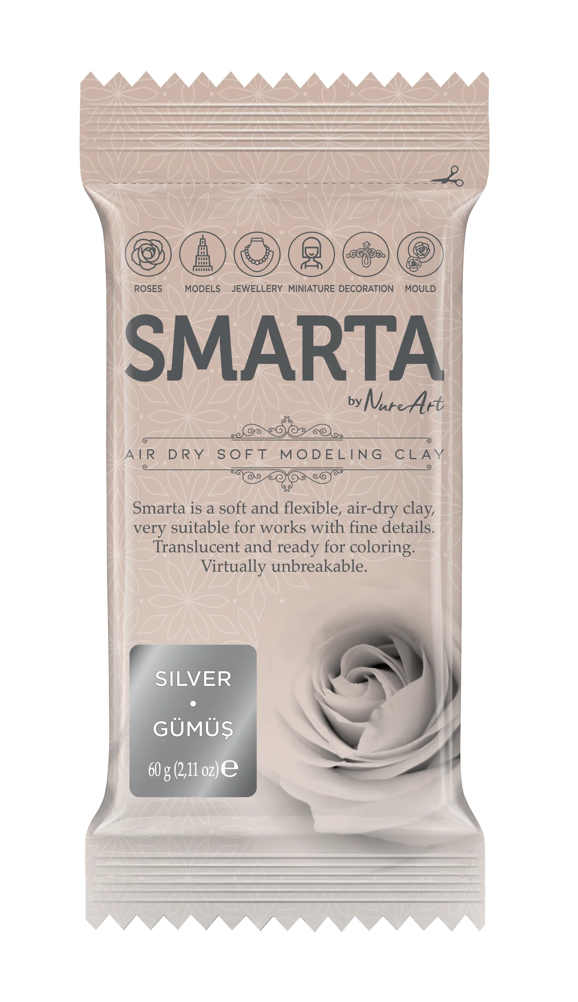 Smarta™ - Smarta™ Modelleme Hamuru Metalik Gümüş 60gr